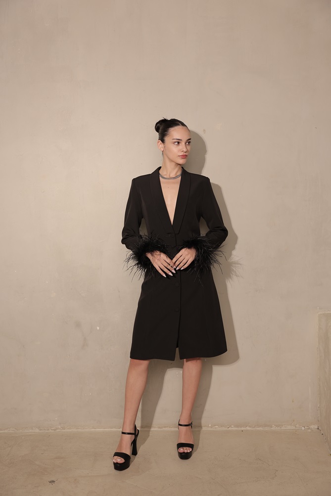 שמלת ערב מידי צנועה לוסיל שחור 2