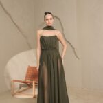 שמלת ערב מקסי חושן ירוק זית 4