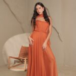 שמלת ערב מקסי חושן כתום 3
