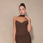 שמלת ערב מקסי לאוני חום 2