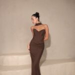 שמלת ערב מקסי לאוני חום 4