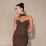 שמלת ערב מקסי לאוני חום 5