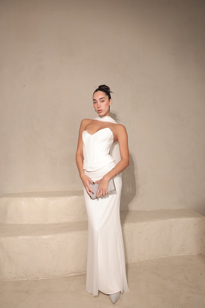 שמלת ערב מקסי לאוני לבן 1