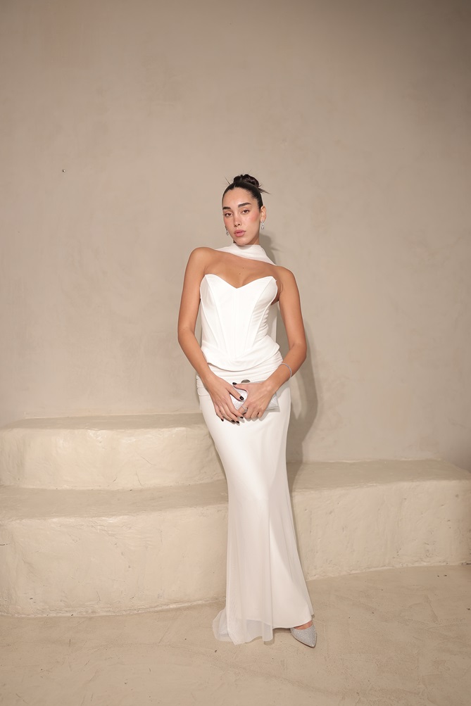 שמלת ערב מקסי לאוני לבן 4