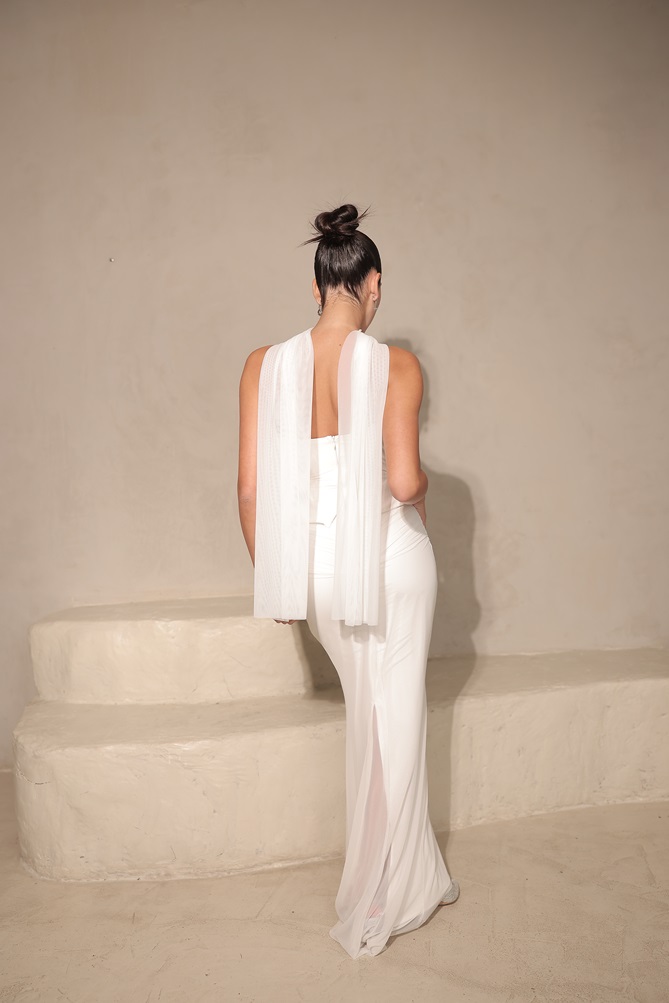 שמלת ערב מקסי לאוני לבן