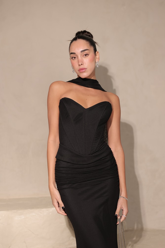 שמלת ערב מקסי לאוני שחור 3