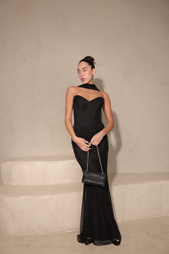 שמלת ערב מקסי לאוני שחור 5