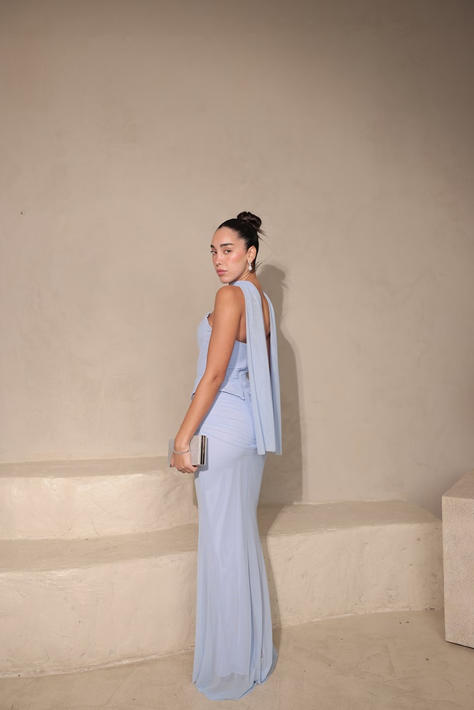 שמלת ערב מקסי לאוני תכלת