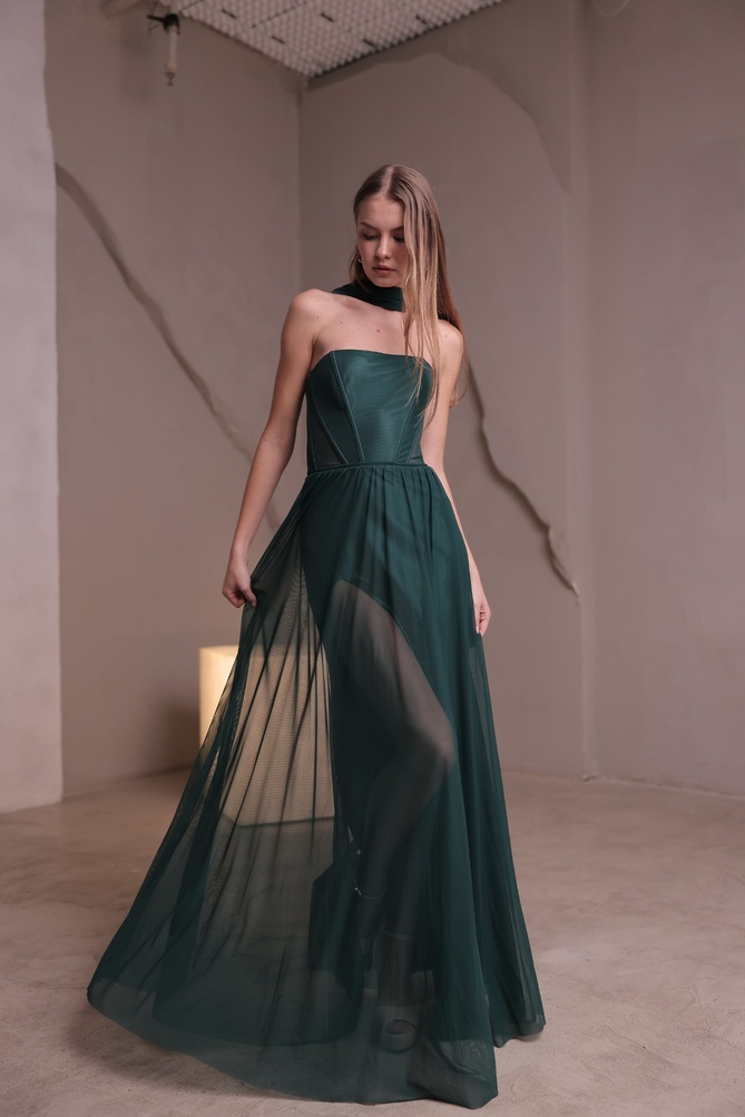 שמלת ערב מקסי מריאן ירוק בקבוק 4