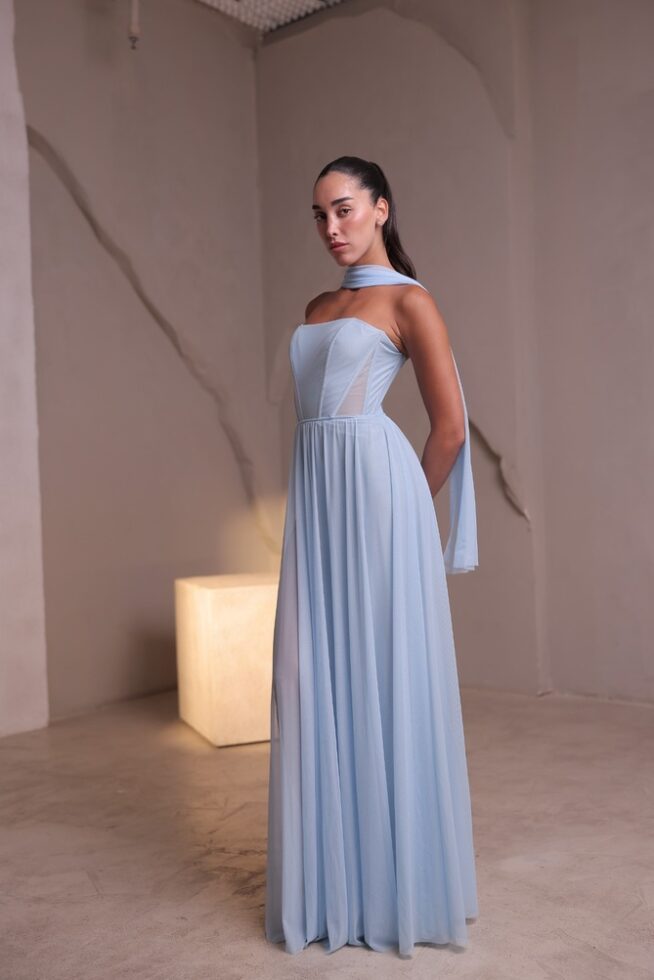 שמלת ערב מקסי מריאן תכלת 3