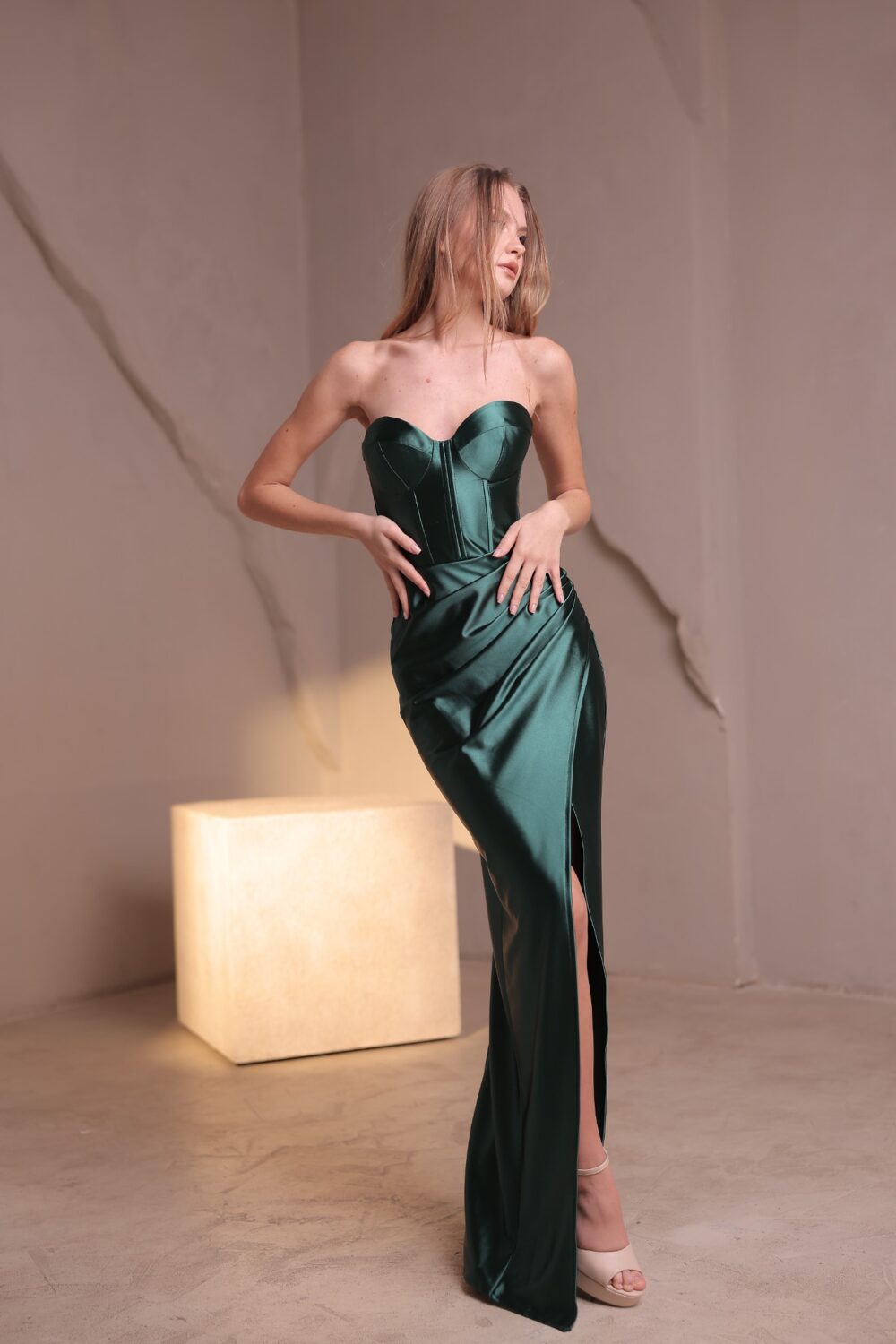 שמלת ערב מקסי סיה ירוק בקבוק 4