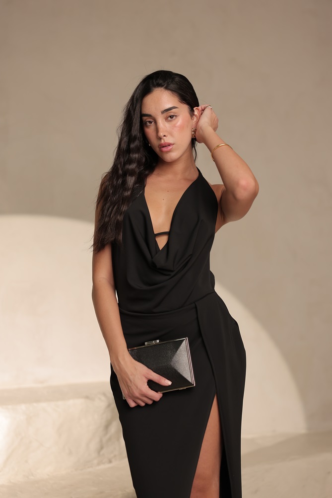 שמלת ערב מקסי סניה שחור 3