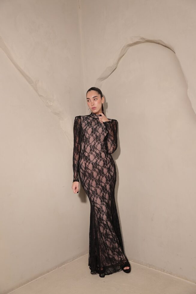 שמלת ערב מקסי צנועה קרוליין שחור גוף 4 שמלת ערב מקסי צנועה קרוליין שחור גוף 4