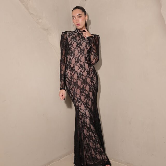 שמלת ערב מקסי צנועה קרוליין שחור גוף 4 שמלת ערב מקסי צנועה קרוליין שחור גוף 4