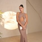 שמלת ערב מקסי ריס חום 4