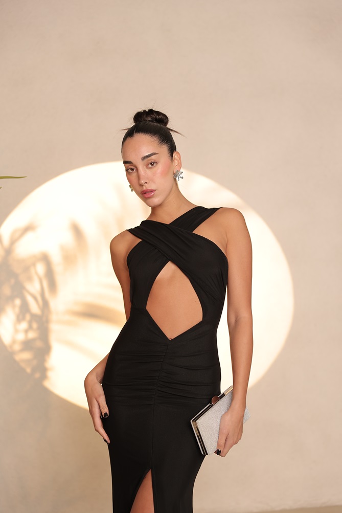 שמלת ערב מקסי ריס שחור 2 שמלת ערב מקסי ריס שחור 2