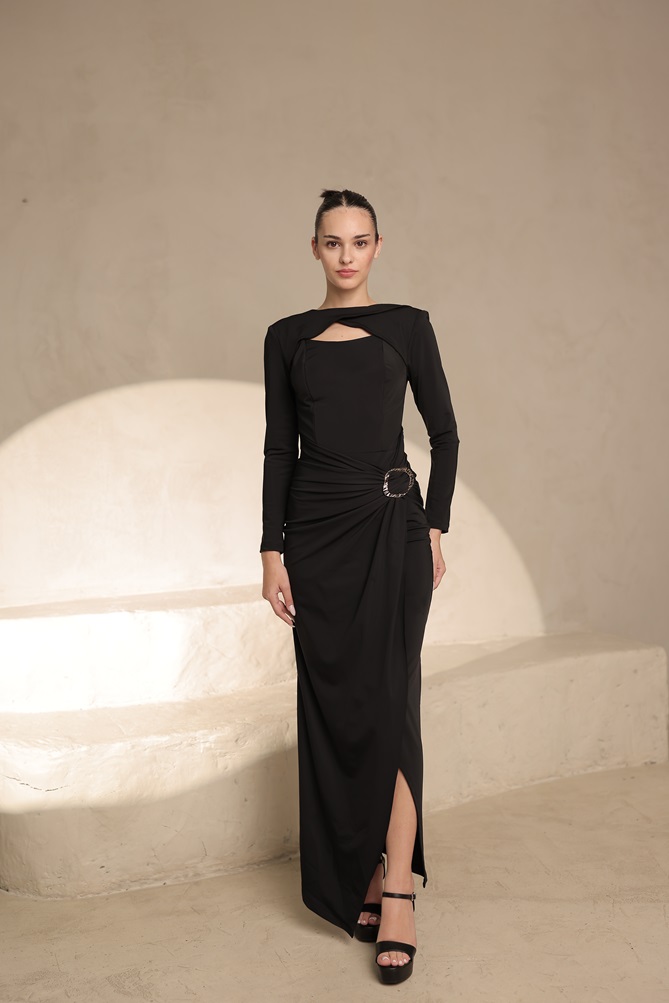 שמלת ערב צנועה נועם שחור 1