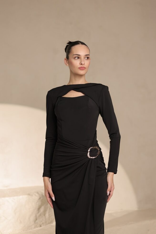 שמלת ערב צנועה נועם שחור 4 שמלת ערב צנועה נועם שחור 4