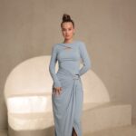 שמלת ערב צנועה נועם תכלת 1