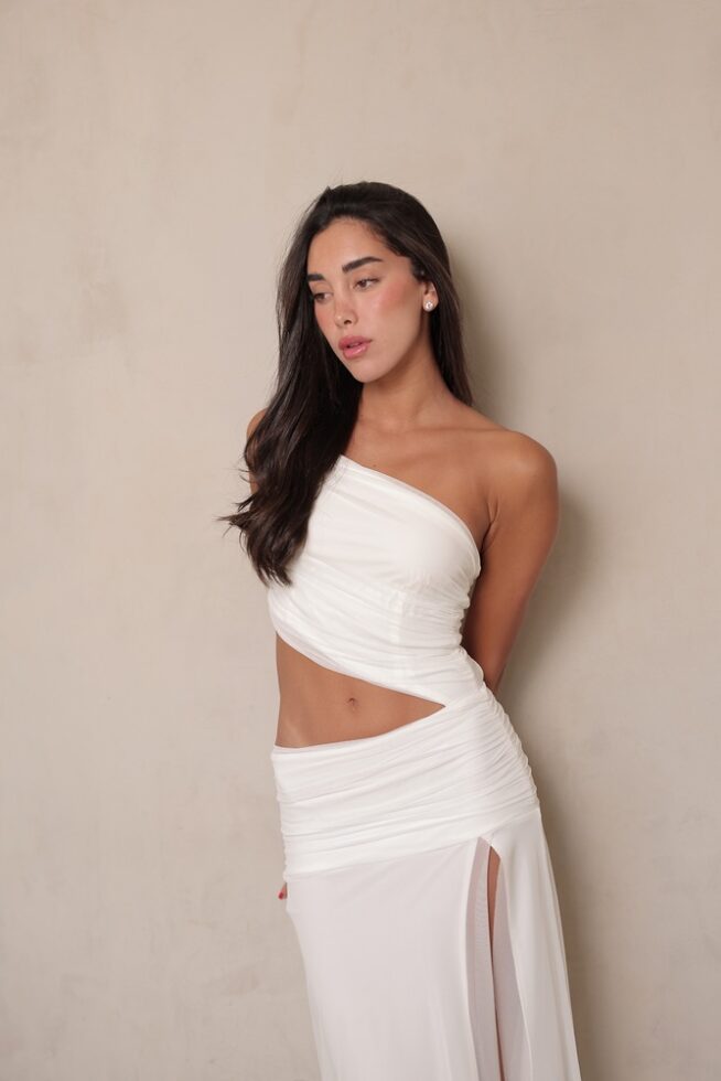 שמלת ערב מקסי גלקסיה לבן 4