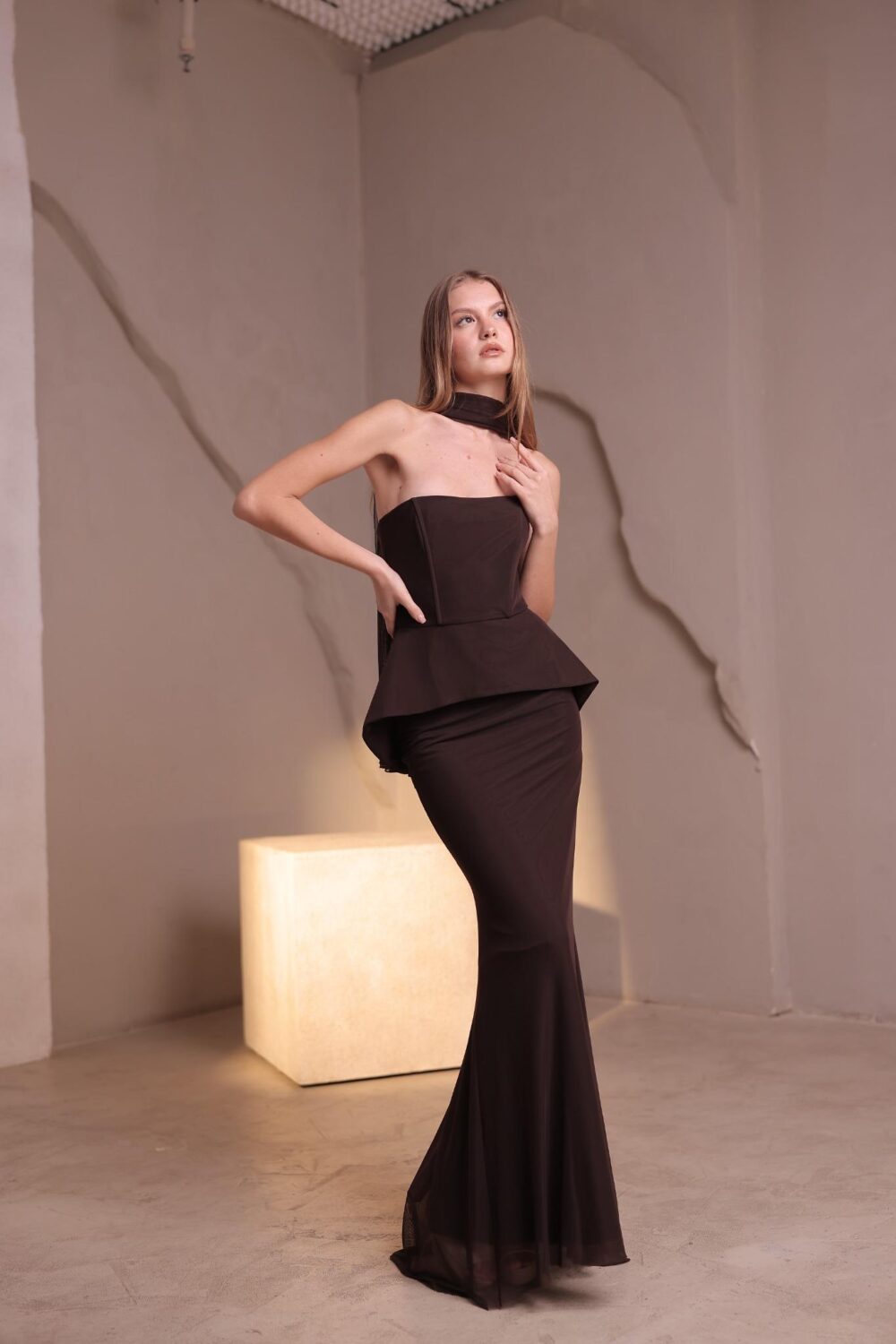 שמלת מקסי סהר חום 3