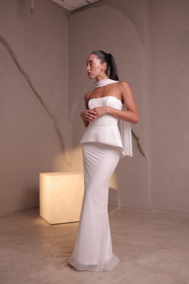 שמלת מקסי סהר לבן 6