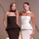 שמלת מקסי סהר לבן וחום 1