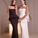 שמלת מקסי סהר לבן וחום 2