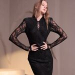 שמלת ערב מידי צנועה ריאן שחור 1 3 שמלת ערב מידי צנועה ריאן שחור 1 3