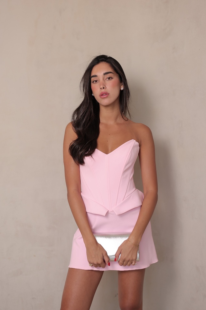 שמלת ערב מיני רוזה ורוד 6