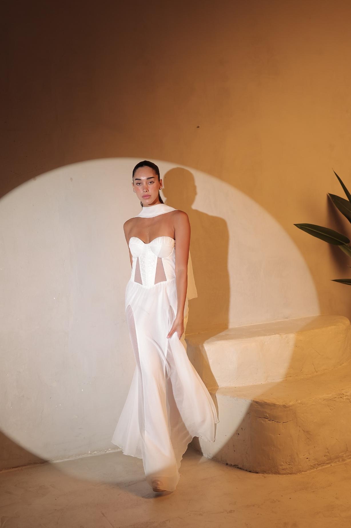 שמלת ערב מקסי אימרי לבן 4