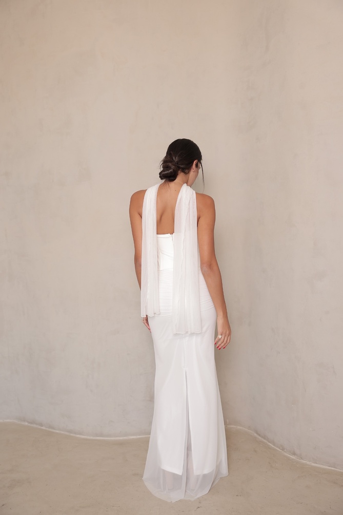 שמלת ערב מקסי טיי לבן5