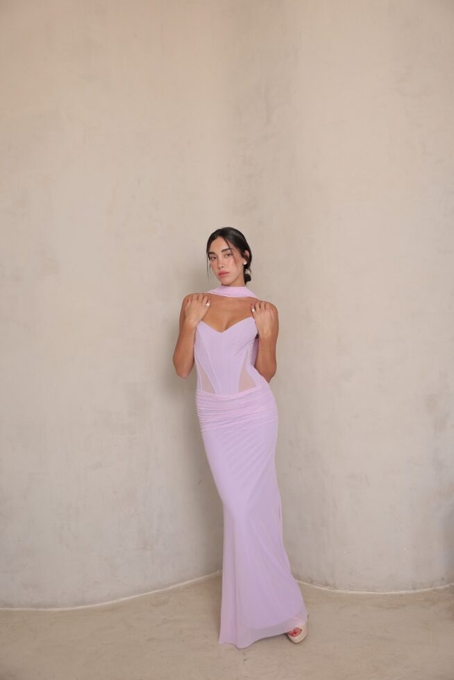 שמלת ערב מקסי טיי סגול לילך 2