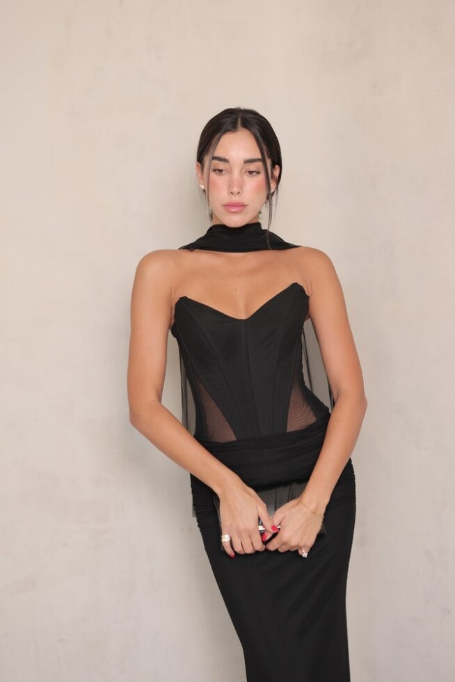 שמלת ערב מקסי טיי שחור3