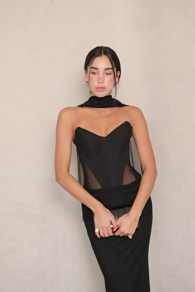 שמלת ערב מקסי טיי שחור3 שמלת ערב מקסי טיי שחור3