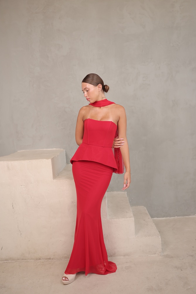 שמלת ערב מקסי סהר אדום 4