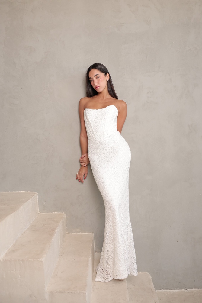 שמלת ערב מקסי שייה לבן3