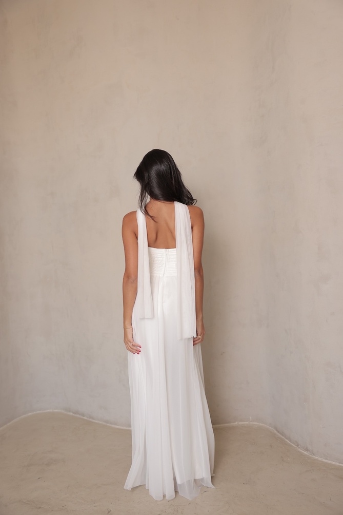 שמלת ערב מקסי שנהב לבן 1