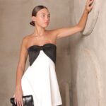 שמלת ערב מיני שקירה לבנה פפיון שחור 2