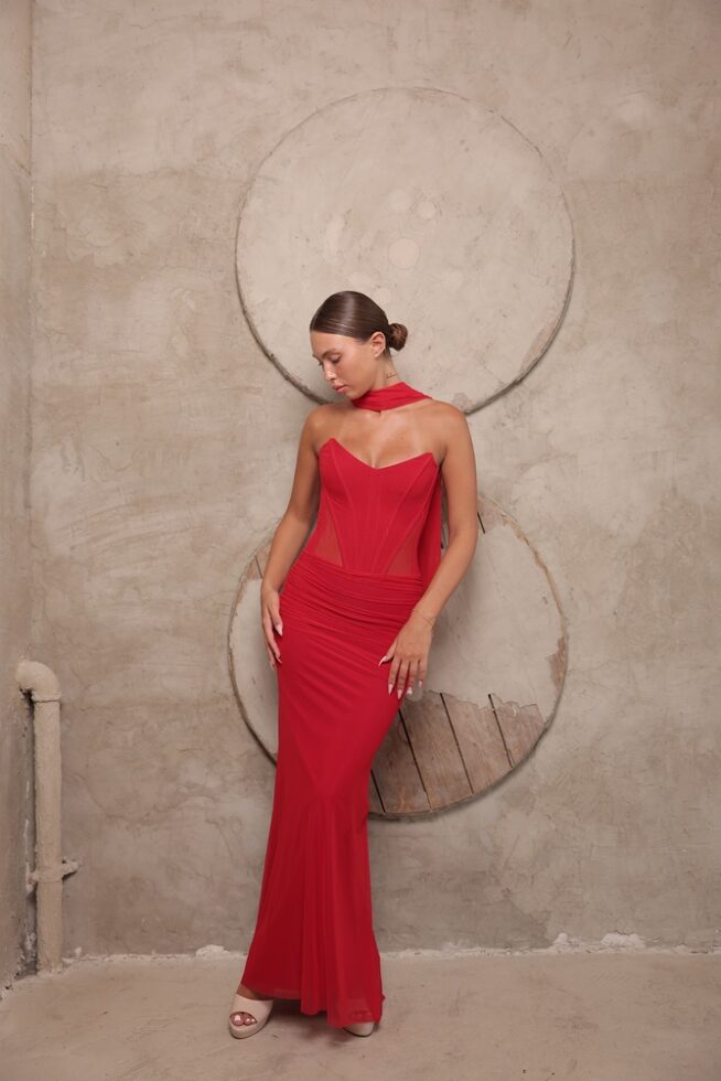 שמלת ערב מקסי טיי אדום 4