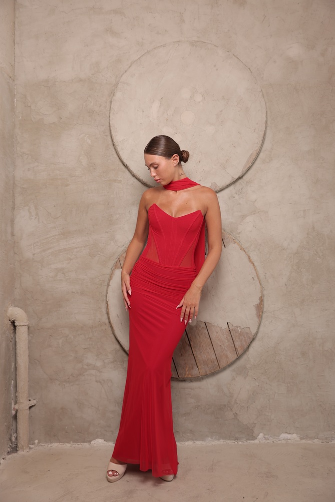 שמלת ערב מקסי טיי אדום 4 שמלת ערב מקסי טיי אדום 4