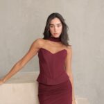 שמלת ערב מקסי לאוני בורדו