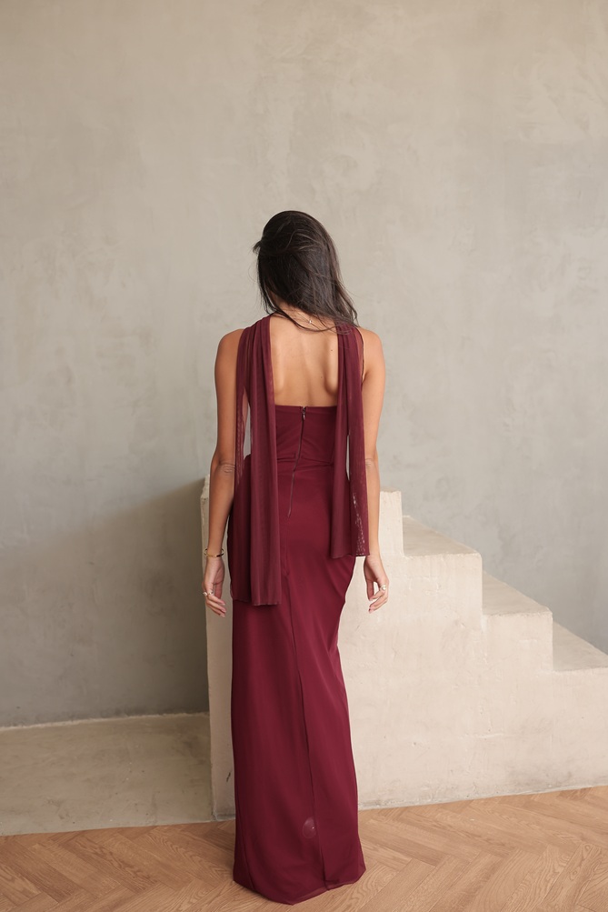 שמלת ערב מקסי קורן בורדו