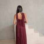 שמלת ערב מקסי שנהב בורדו