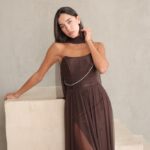 שמלת ערב מקסי שנהב חום 2