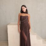 שמלת ערב מקסי שנהב חום 4