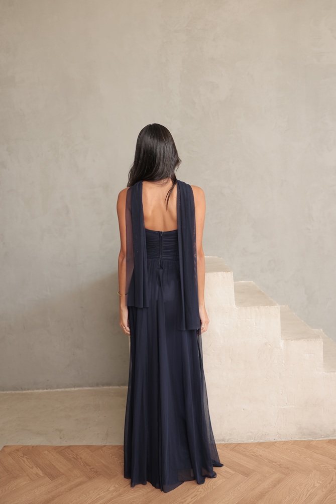 שמלת ערב מקסי שנהב כחול נייבי2