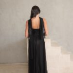 שמלת ערב מקסי שנהב שחור