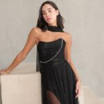 שמלת ערב מקסי שנהב שחור 2