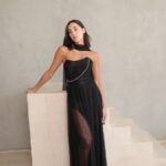 שמלת ערב מקסי שנהב שחור 3